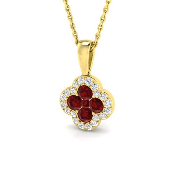 0.65ct SI2/G Round cut Ruby Gemstone Pendant in 18k Yellow Gold