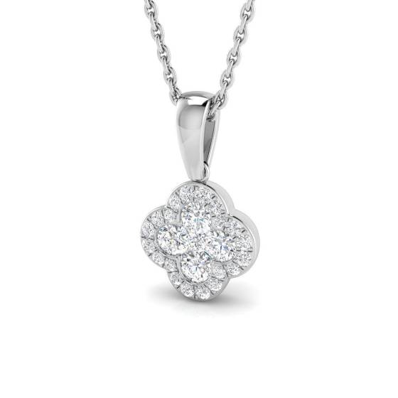 0.33ct SI2/G Round cut Diamond Cluster Pendant in 18k White Gold