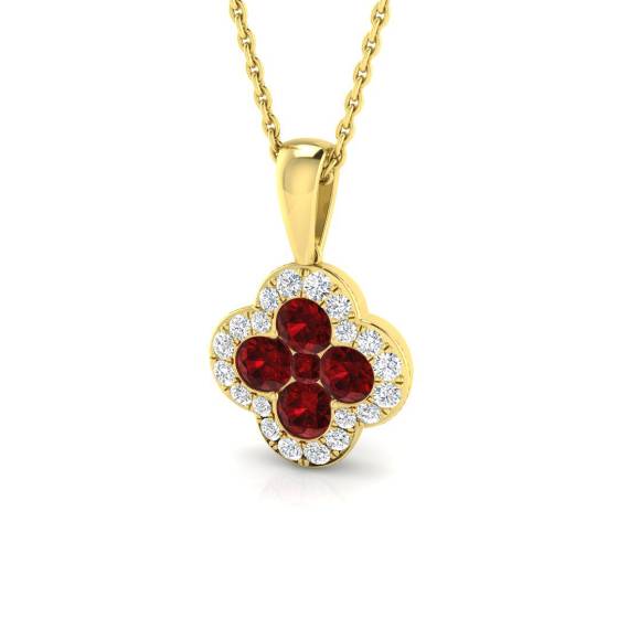 1.00ct SI2/G Round cut Ruby Gemstone Pendant in 18k Yellow Gold