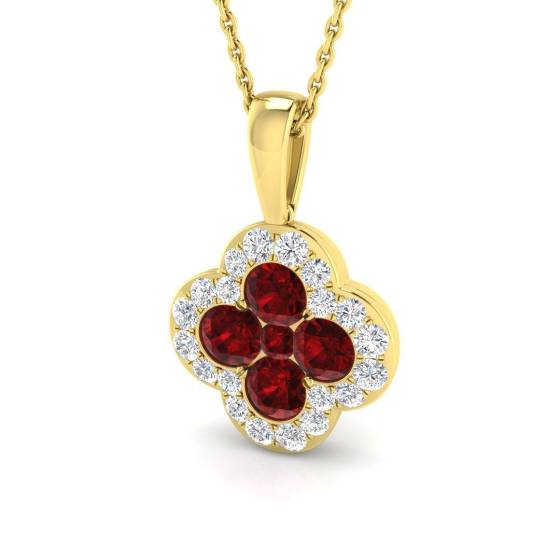 1.48ct SI2/G Round cut Ruby Gemstone Pendant in 18k Yellow Gold