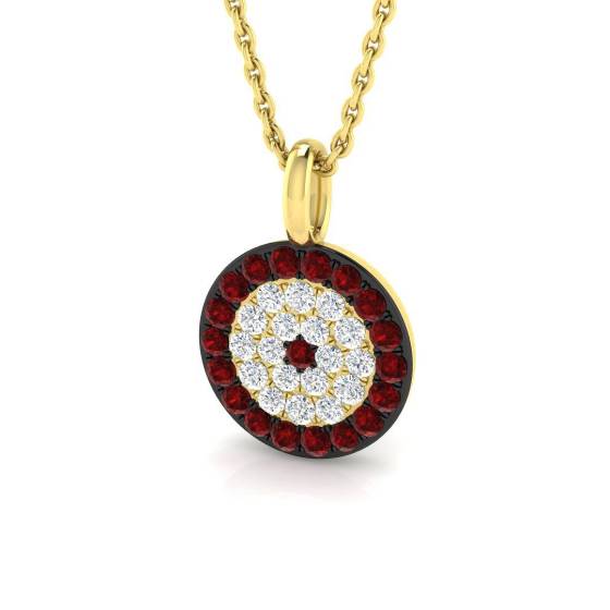 0.44ct SI2/G Round cut Ruby Gemstone Pendant in 18k Yellow Gold