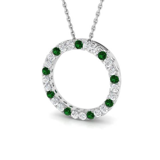 0.54ct SI2/G Round cut Emerald Gemstone Pendant in 9k White Gold