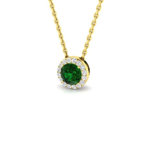 0.30ct SI2/G Round cut Emerald Gemstone Pendant in 18k Yellow Gold