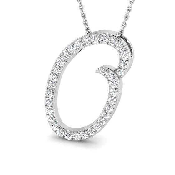 0.58ct SI2/G Round cut Diamond Initials Pendant in 9k White Gold