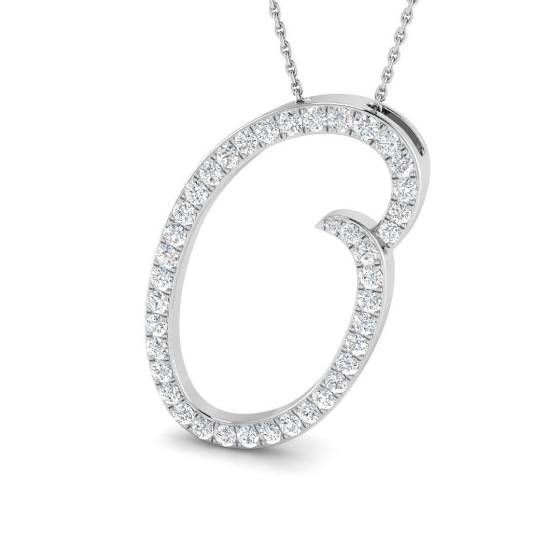 1.06ct SI2/G Round cut Diamond Initials Pendant in 9k White Gold