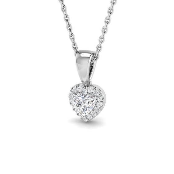 0.24ct SI2/G Heart cut Diamond Heart Pendant in 18k White Gold