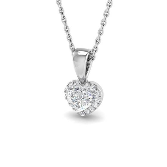 0.35ct SI2/G Heart cut Diamond Heart Pendant in 18k White Gold