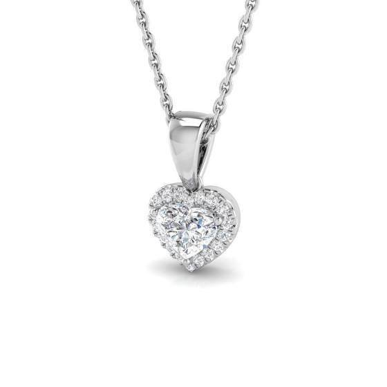 0.35ct SI2/G Heart cut Diamond Heart Pendant in 18k White Gold