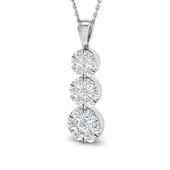 1.00ct SI2/G Round cut Diamond Cluster Pendant in 18k White Gold