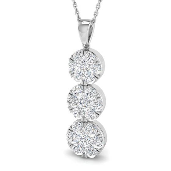 1.55ct SI2/G Round cut Diamond Cluster Pendant in 18k White Gold