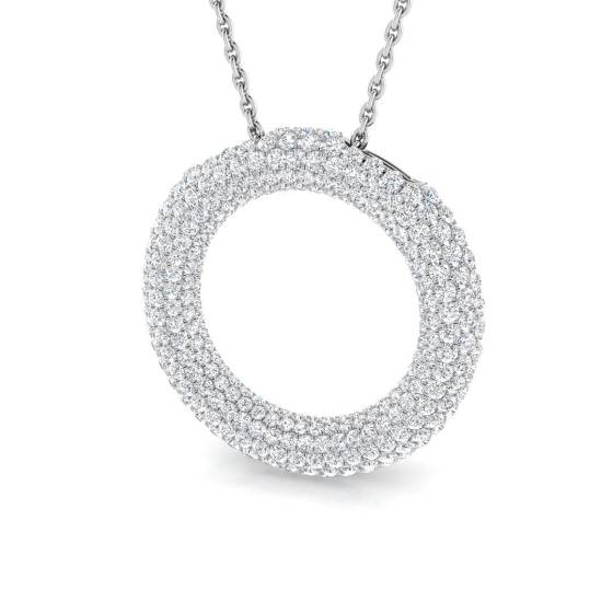 0.90ct SI2/G Round cut Diamond Circle of Life Pendant in 18k White Gold