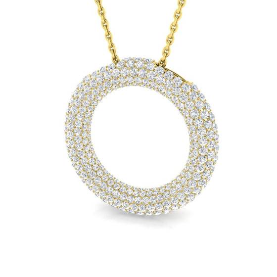 0.90ct SI2/G Round cut Diamond Circle of Life Pendant in 18k Yellow Gold