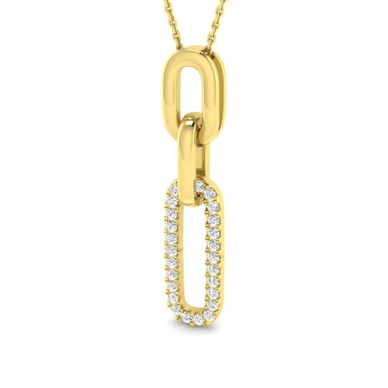 0.32ct VS/F Round cut Lab Grown Diamonds Paper Clip Pendant in 9k Yellow Gold