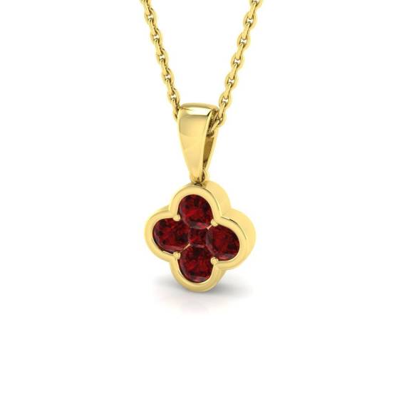 0.54ct /AA Round cut Ruby Gemstone Pendant in 18k Yellow Gold