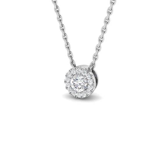 0.11ct SI2/G Round cut Diamond Halo Pendant in 18k White Gold