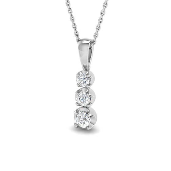 0.30ct SI2/G Round cut Diamond Drop and Trilogy Pendant in 18k White Gold