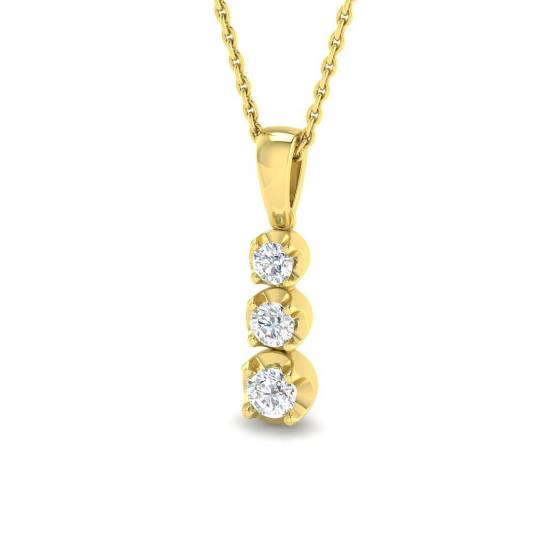 0.30ct SI2/G Round cut Diamond Drop and Trilogy Pendant in 18k Yellow Gold