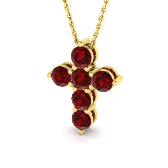 1.54ct AA Round cut Ruby Gemstone Pendant in 18k Yellow Gold