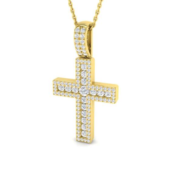 0.58ct I1/G Round cut Diamonds Cross Pendant in 9k Yellow Gold