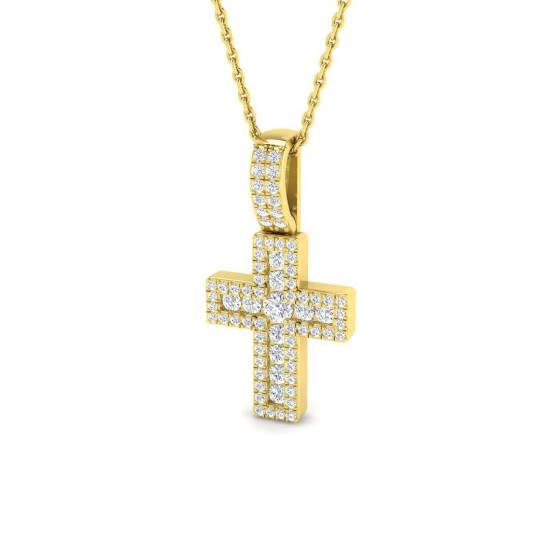 0.44ct I1/G Round cut Diamond Cross Pendant in 9k Yellow Gold