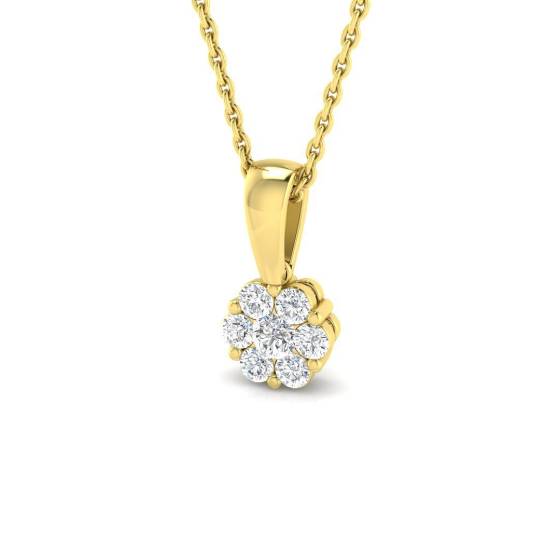 0.26ct I1/G Round cut Diamond Cluster Pendant in 9k Yellow Gold