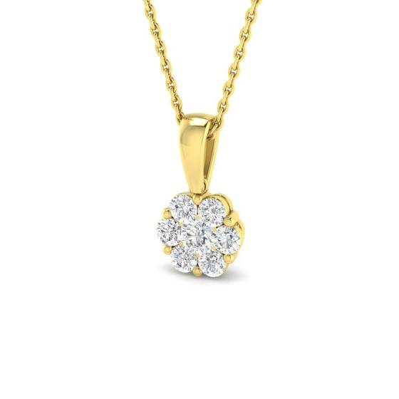 0.47ct I1/G Round cut Diamond Cluster Pendant in 9k Yellow Gold