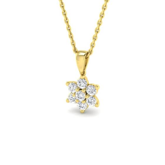 0.32ct I1/G Round cut Diamond Cluster Pendant in 9k Yellow Gold