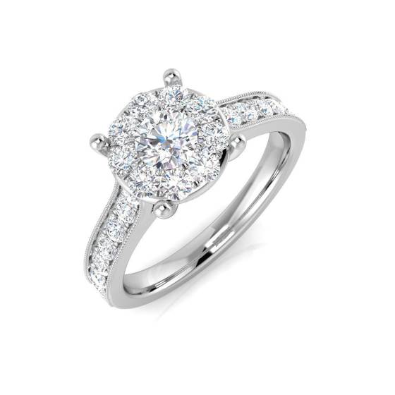 1.00ct SI2/G Round cut Diamond Cluster Ring in Platinum