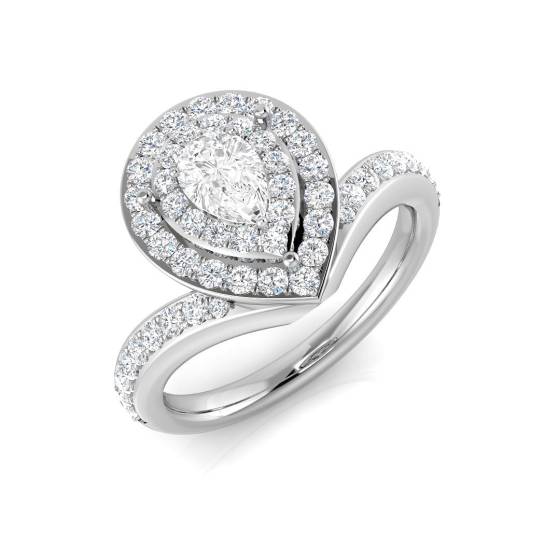 0.82ct SI2/G Pear cut Halo Diamond Ring in Platinum