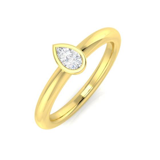 0.16ct SI1/G Pear cut Solitaire Engagement Ring in 18k Yellow Gold