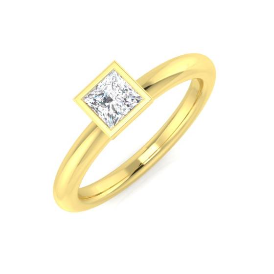 0.37ct SI1/G Princess cut Solitaire Engagement Ring in 18k Yellow Gold