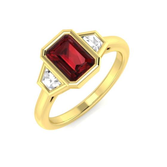 1.23ct SI2/G Emerald cut Garnet Gemstone Ring in 9k Yellow Gold