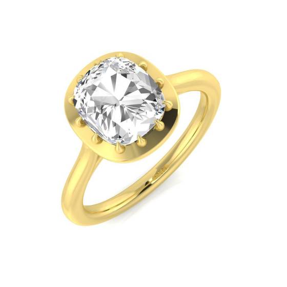 1.10ct SI2/G Cushion cut Solitaire Engagement Ring in 18k Yellow Gold