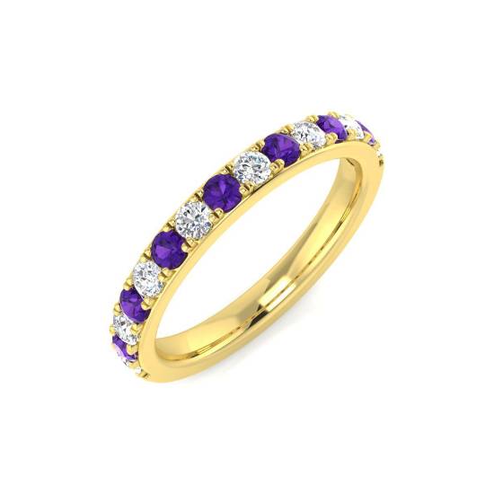 0.50ct SI2/G Round cut Amethyst Gemstone Ring in 9k Yellow Gold