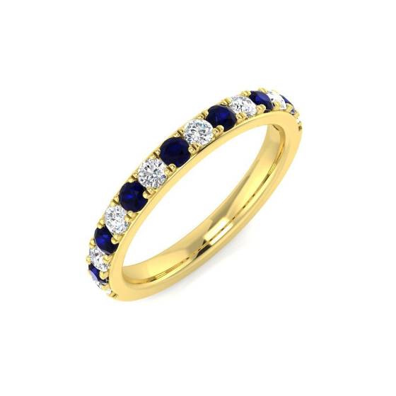 0.61ct SI2/G Round cut Blue Sapphire Gemstone Ring in 18k Yellow Gold