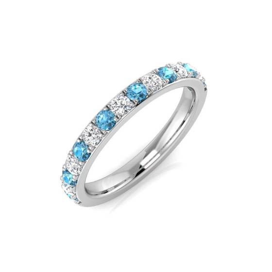 0.59ct SI2/G Round cut Blue Topaz Gemstone Ring in 9k White Gold