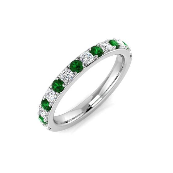 0.59ct SI2/G Round cut Green Emerald Gemstone Ring in Platinum