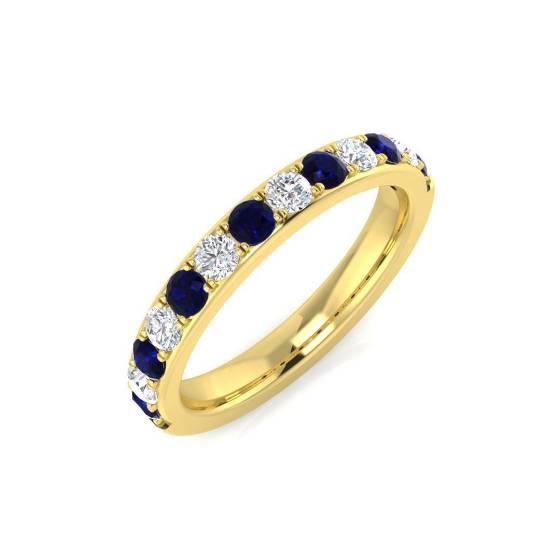 0.77ct SI2/G Round cut Blue Sapphire Gemstone Ring in 18k Yellow Gold