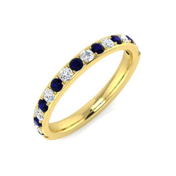 0.50ct SI2/G Round cut Blue Sapphire Gemstone Ring in 18k Yellow Gold