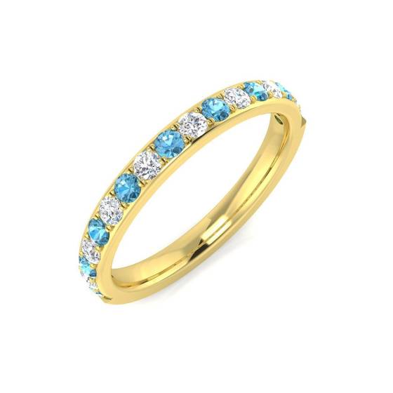 0.52ct SI2/G Round cut Blue Topaz Gemstone Ring in 9k Yellow Gold