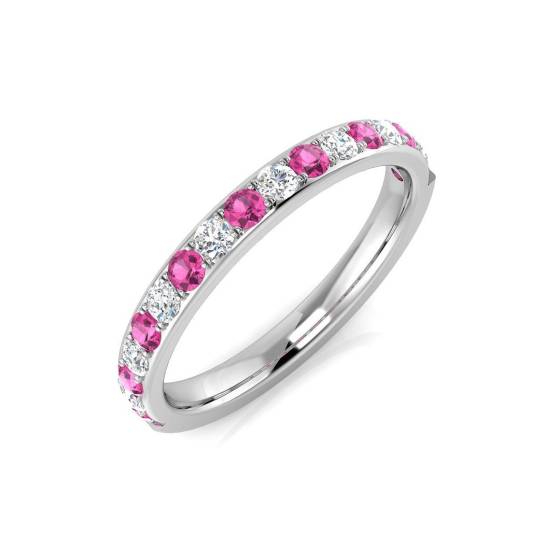 0.49ct SI2/G Round cut Pink Sapphire Gemstone Ring in 9k White Gold