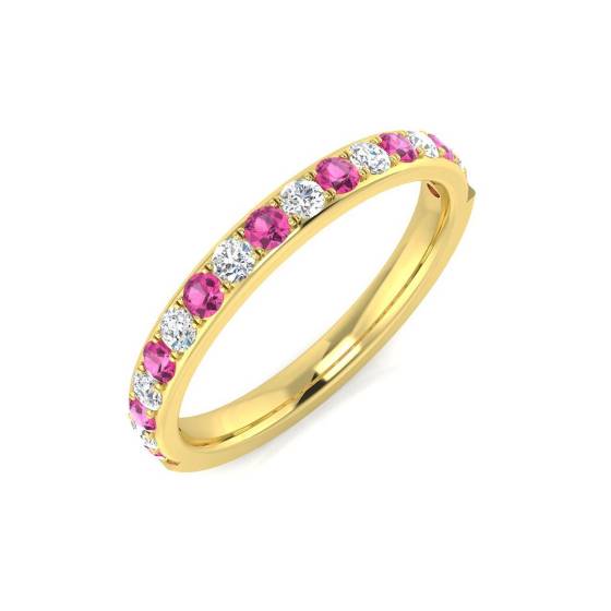 0.49ct SI2/G Round cut Pink Sapphire Gemstone Ring in 9k Yellow Gold