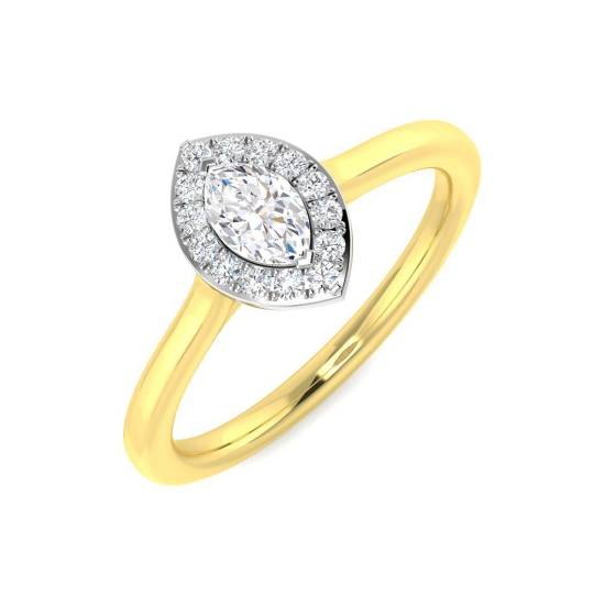 0.24ct SI2/G Marquise cut Diamond Halo Ring in 18k Yellow Gold