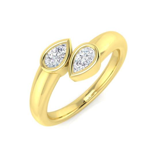 0.34ct SI2/G Pear cut Diamond 2 Stone Ring in 18k Yellow Gold