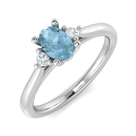 0.49ct SI2/G Oval cut Aquamarine Gemstone Ring in Platinum