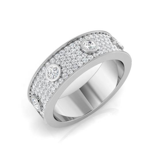 0.76ct SI2/G Round cut Diamond Pave Ring in 9k White Gold