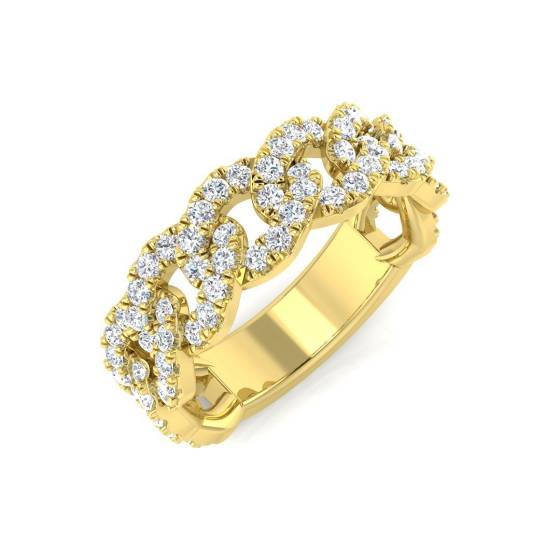 0.95ct SI2/G Round cut Diamond Half Eternity Ring in 9k Yellow Gold