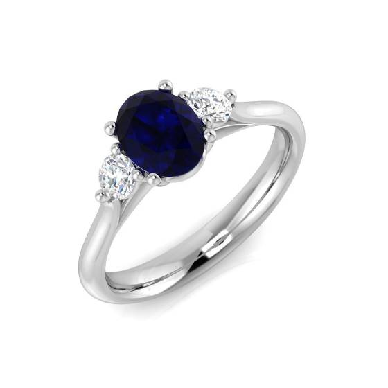 1.42ct SI1/G Oval cut Blue Sapphire Gemstone Ring in Platinum