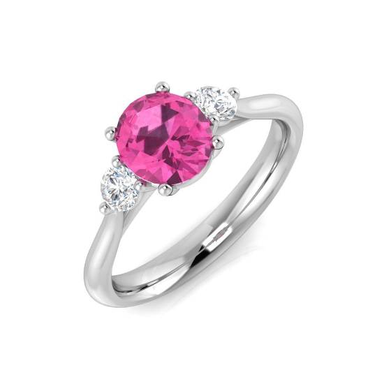 1.45ct SI2/G Oval cut Pink Sapphire Gemstone Ring in Platinum