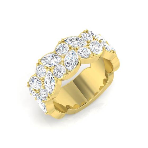 2.71ct SI2/G Round and Marquise cut Diamond Half Eternity Ring in 18k Yellow Gold